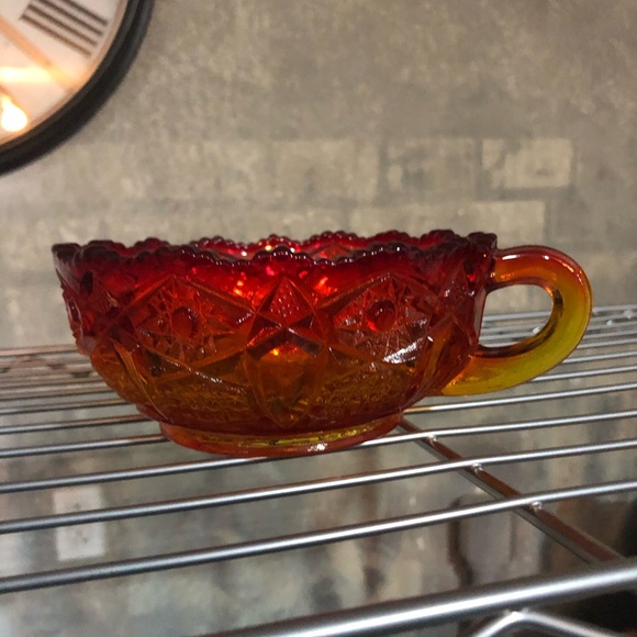 🔥 😱STUNNING! VTG L.E. Smith Amberina Nappy Candy Dish w/Handle🔥 - Picture 2 of 5